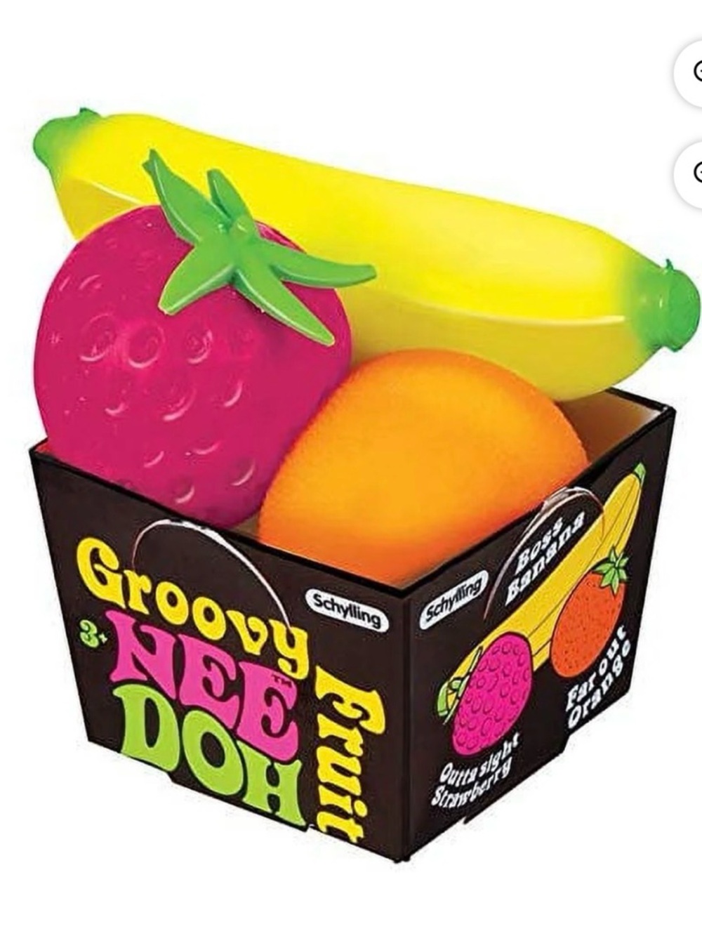 Needoh Groovy Nee Doh Fruit Squish Toy Set - Yellow, Pink, Orange